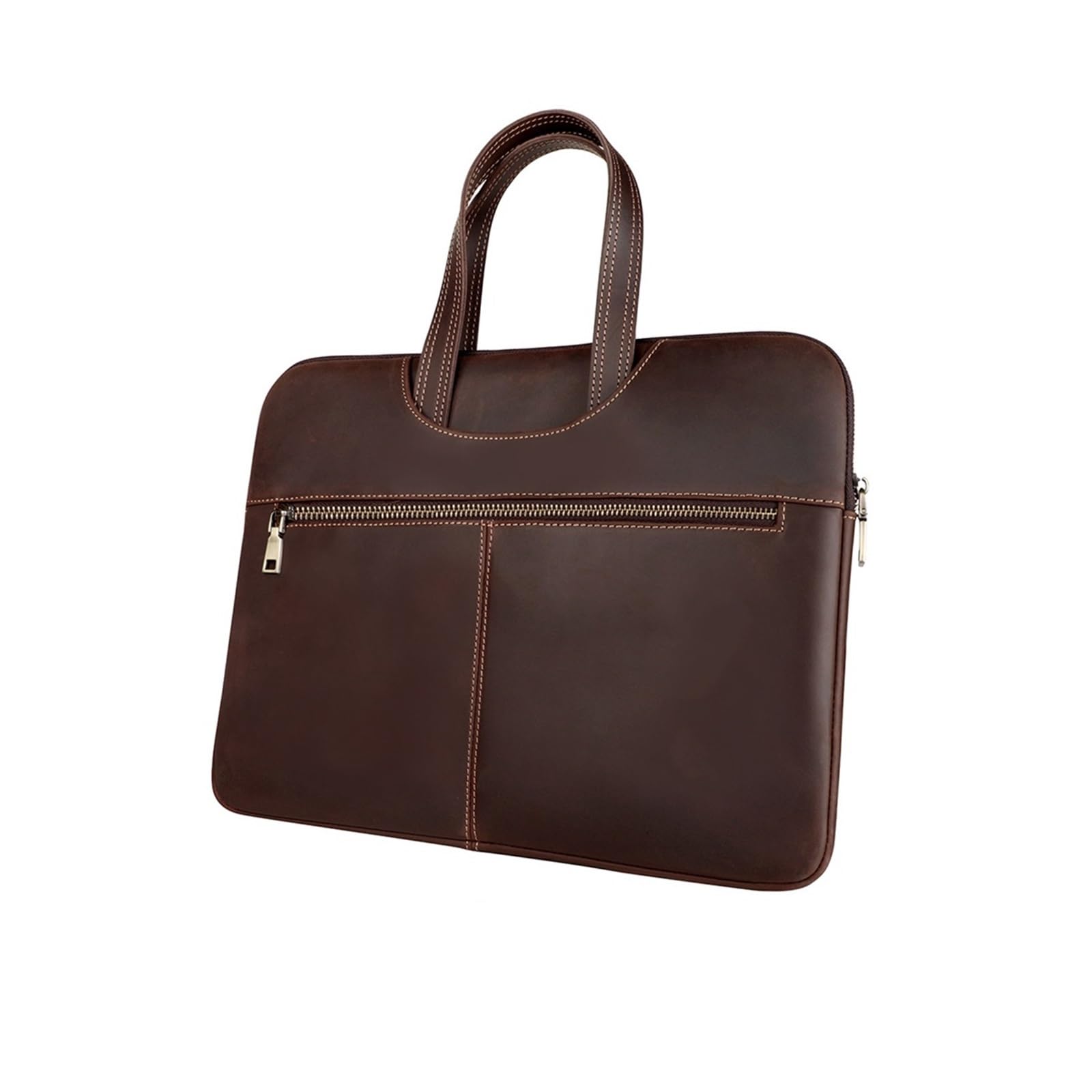 Bolso portátil cuero hombre, maletín delgado 14 pulgadas, bolsa documentos