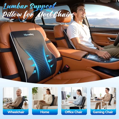 Niceeday Lendenwirbelkissen für Bürostuhl Auto Lendenkissen, Memory Schaum Rückenkissen mit atmungsaktiver orthopädischer 3D-Netz-Lendenwirbelstütze