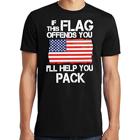 PubliciTeeZ Big and Tall If This Flag Offends You I'll Help You Pack T-Shirt (Black, L) Cover