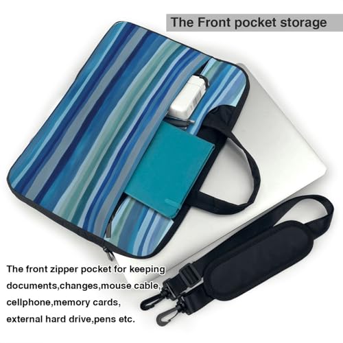 Maletín para portátil impermeable con franjas azul minimalista 14 pulg miniatura 5