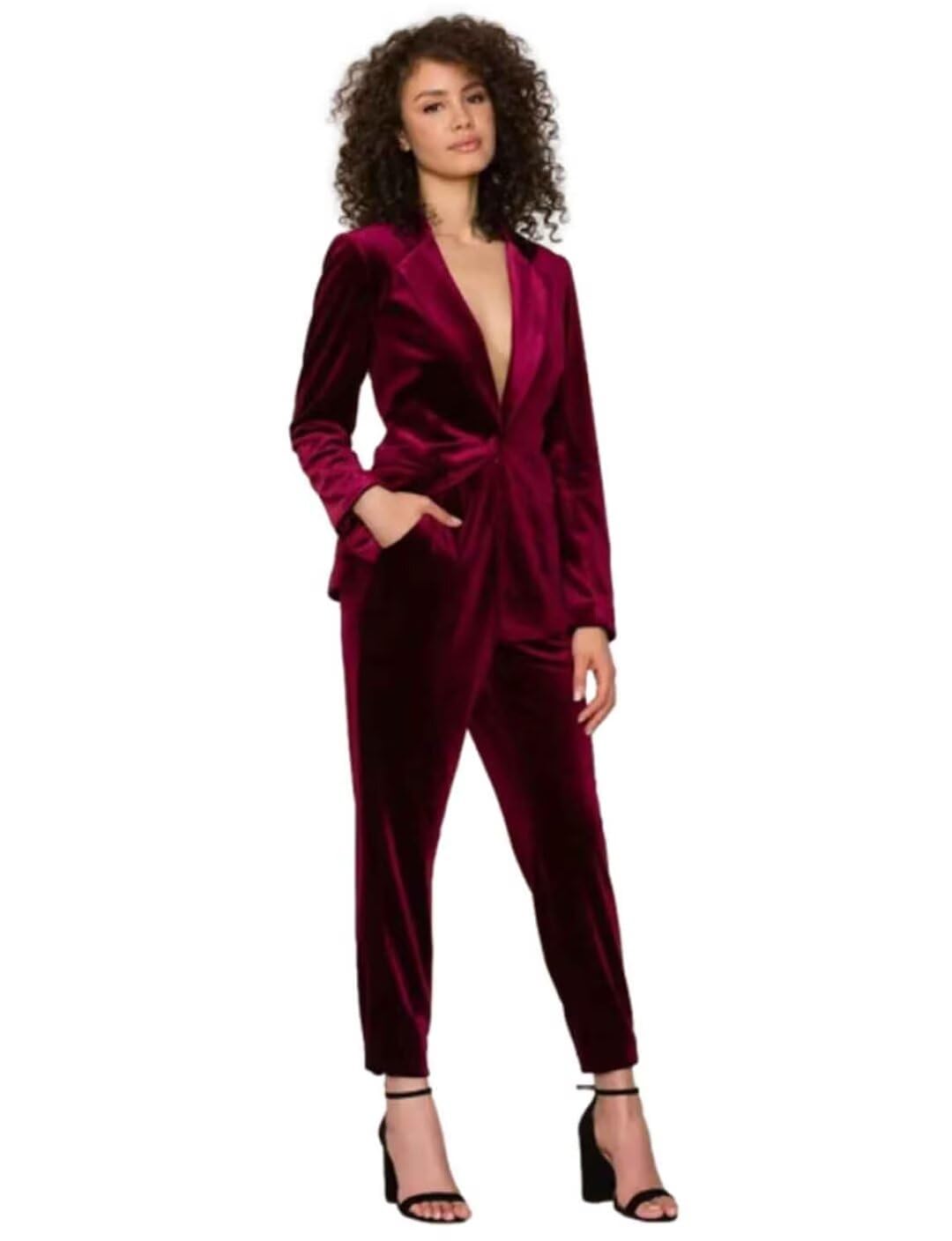 Femme Costume en Velours Confortable - Solution Tailleur Chic pour Morphologies Variées