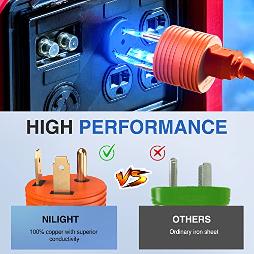 Image of Nilight 30 Amp to 15 Amp RV Power Adapter TT-30P to 5-15R | 110 Volt Heavy Duty RV Plug 30A Male Plug to 15A Female Receptacle for RV Generator Camper Caravan Electrical Power Converter