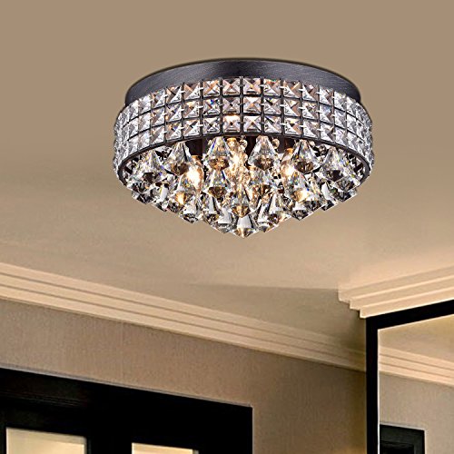 Jolie Iron Shade Crystal Flush Mount Chandelier - Thumbnail 2
