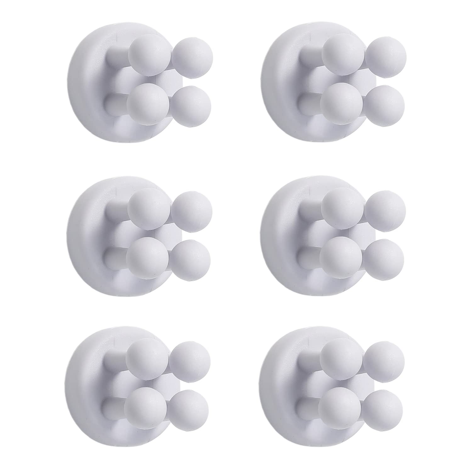 Cettkowns 6-Pack Multi-Function Hook Silicone Toothbrush Holder Key Hooks Self Adhesive Hooks Holders for Hanging Bathroom Kitchen Living Room Office (Light Purple)