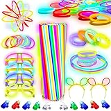 leuchtstäbe knicklichter,knicklichter party set,Neon Leuchtstäbe Party Pack,Leuchtspielzeug für Kinder leuchtarmbänder dunkle Party Supplies Leuchtstäbe für Party deko,Geburtstage Festivals