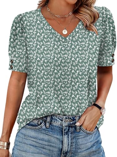 Spring Tops for Women 2026 Short Sleeve Shirts Summer Outfits Plus Size Clothes Dressy Casual...
