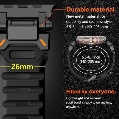 Image of KADES Rugged TPU Sport Band for Apple Watch Ultra 3 /2 /1 49mm, Metal Connectors for Apple Watch Series 11 /10 /SE3 46mm Series 9 /8 /SE2 /7 /6 /SE /5 /4 /3 /2 /1 45mm /44mm /42mm