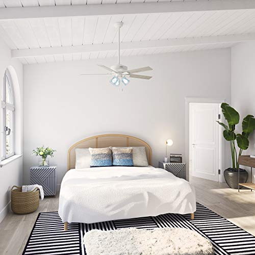 Hunter Fan Company, 50854, 52 inch Whittier Matte White Ceiling Fan with LED Light Kit and Pull Chain - Image 3