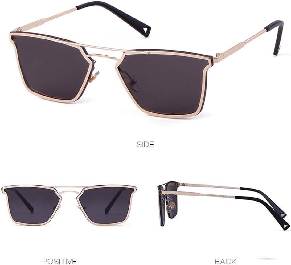 fashion cat eye sunglasses women luxury vintage metal frame Double bridge Mirrored glasses