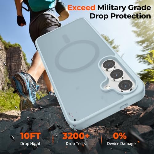 Image of SUPFINE Magnetic for Samsung Galaxy S24 Plus Case / S25 Plus Case with Screen Protector, (Built-in Magnets) (Military Grade Drop Protection) Slim Translucent Shockproof Phone Case,Sliver Blue
