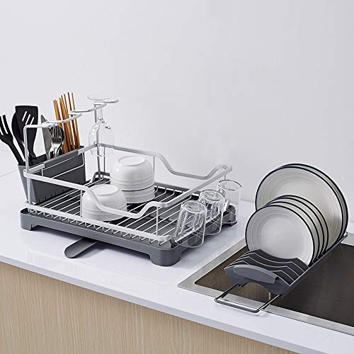 Soporte para platos de hierro resistente con cesta de almacenamiento 4