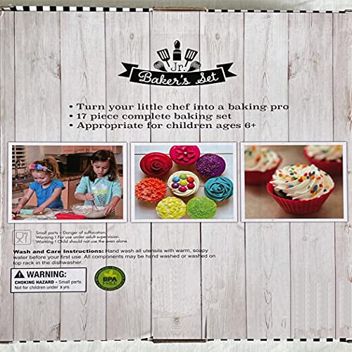 SASONS ® Kids Baking Set- 17PCS BAKEWARE Set for Boys and Girls Cupcake Moulds Cookies Baking Cups Pastry Brush Spatula Whisk Mixing Spoon Rolling PIN with 5 Recipe Cards - Image 8