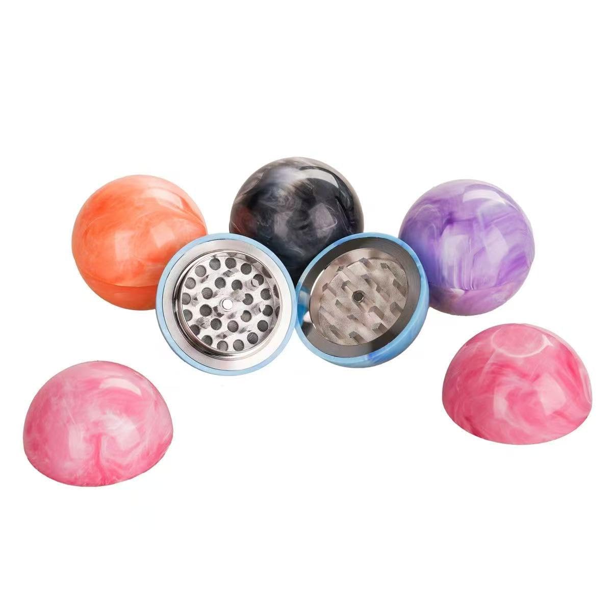 Marble Pattern Herb and Spice Grinder, Ball Design with Magnetic Lid, Multi-Colour-picture-31
