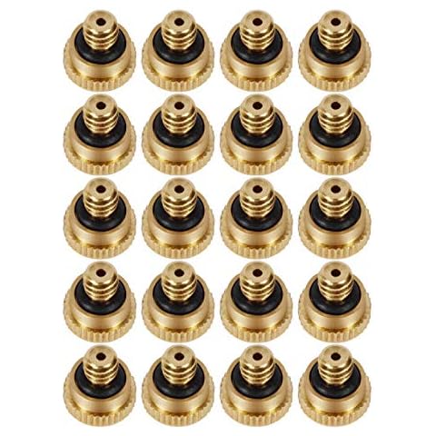 LOOYUAN Brass Misting Nozzles 0.016" Orifice (0.4mm) 10/24 UNC, Water Mister Parts Fog Nozzles for Patio Misting System Outdoor Cooling System (20) Y-20PCS Cover
