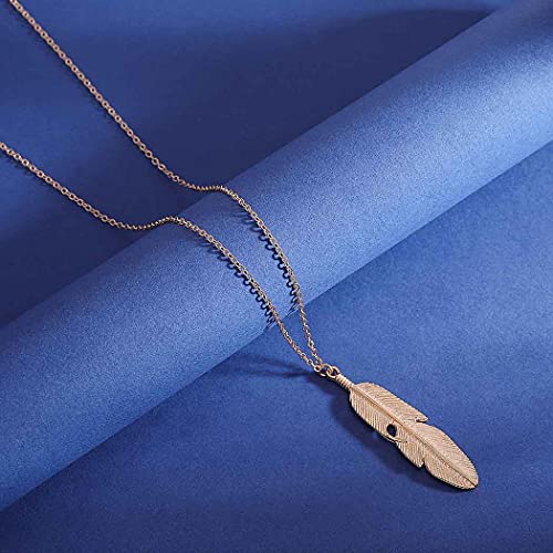Yalice Boho Feather Pendant Necklace Chain Long Leaf Necklaces Jewelry Y Necklace for Women4