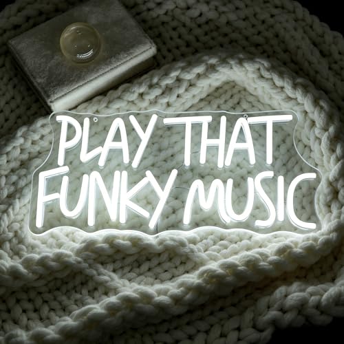 Image of White Neon Sign Led Neon Lights Signs for Wall Decor USB Powered Led Signs for Room Decoration-Play That Funky Music