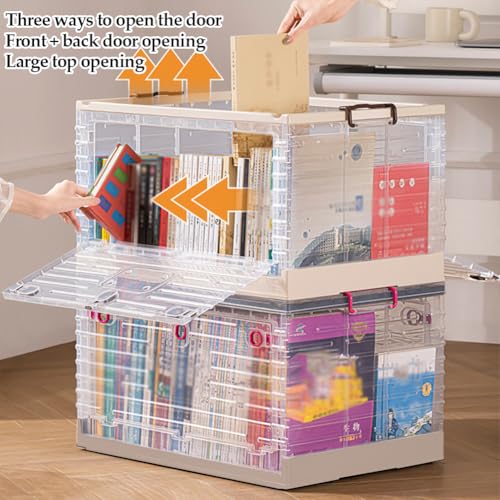 Boîtes de rangement en plastique empilables et pliables avec couvercle | Grand bac à roulettes