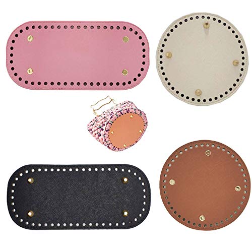 4 Piezas PU Bolsa Cojín Inferior Almohadilla de Bolso,Bolsas de Ganchillo Parte Inferior Almohadilla Moldeadora Inserto Cojín Base para Accesorios Hechos a Mano Del Bolso DIY(2 redondos + 2 Ovales) Cover
