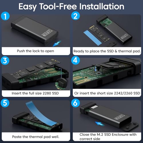 Image of NVME M.2 Fan Enclosure, Sounce India NVMe /NGFF SATA Dual SSD Enclosure with Smart Cooling Fan - USB 3.2 10Gbps, Tool-Free M.2 NVMe Case, PCI-E NVMe to USB-C, Supports M, B&M Keys 2230 /2242 /2260 /2280