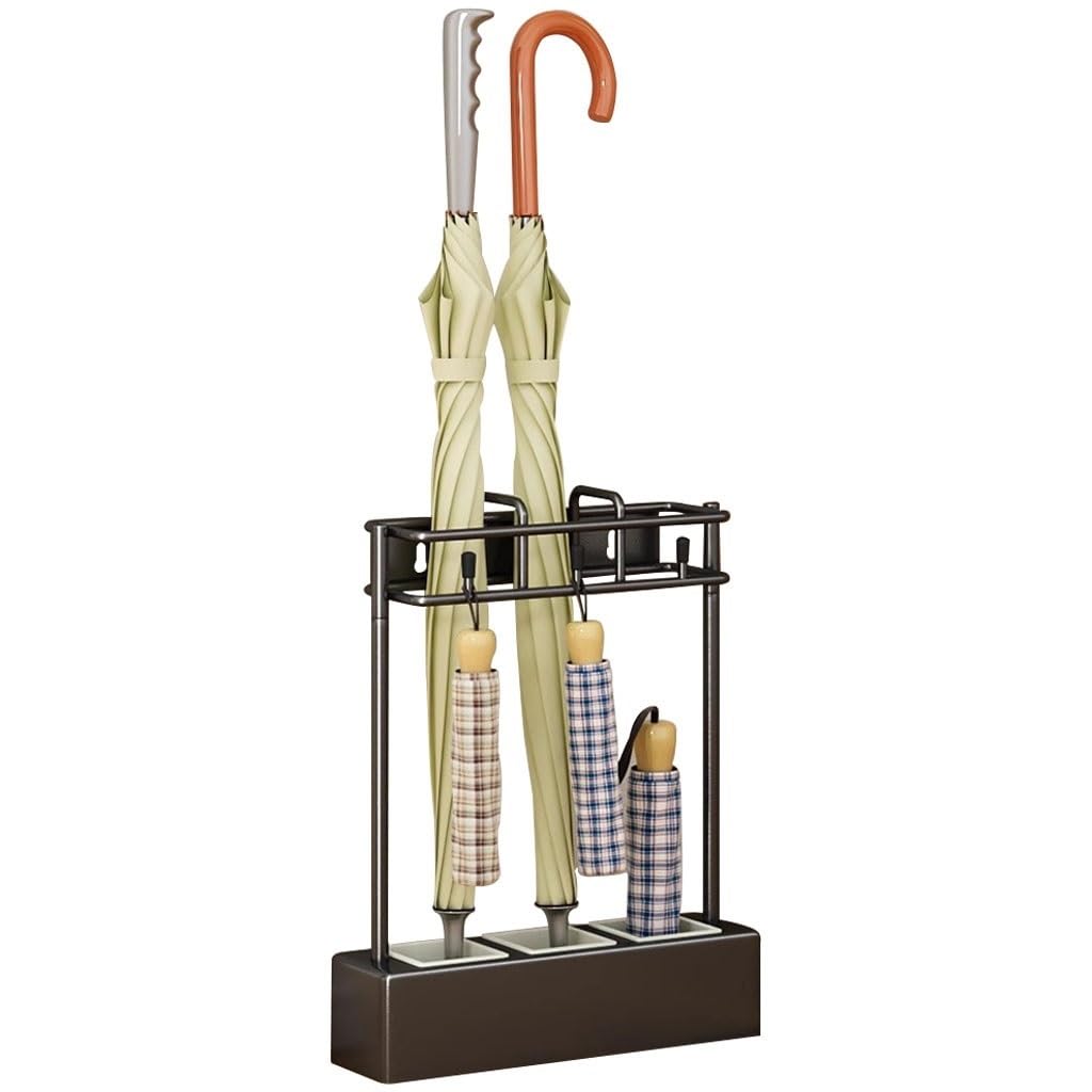 SBJKLYRN umbrella stand, Umbrella Storage Rack with Hooks, Hotel with Drain Tray