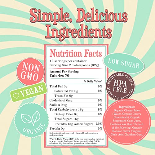Image of Wabry Organic Cherry Syrup - 14.9oz (420g), Natural Fruit Syrups for Drinks, Coffee, Shaved Ice and Ice cream, Vegan, Non-GMO, Gluten-Free Snow Cone Syrup - BPA-Free Plastic Bottle