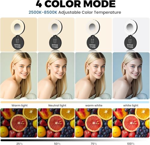 Image of FKU 3-in-1 Magnetic Beauty Selfie Light with 2.4 inch Mirror, Adjusted 3 Modes, Rechargeable Fill Light for Selfies, for Photography,Makeup,Vlog (3-in-1 Magnetic Beauty Selfie Light)