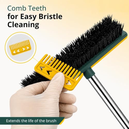 Image of Recluse Bathroom Cleaning Brush with Wiper, 2-in-1 Long Handle Floor Scrub Brush, 180 Rotating Toilet Cleaning Brush, Bathroom Tiles Cleaner, Floor Squeegee Wiper for Kitchen, Toilet & Bathroom