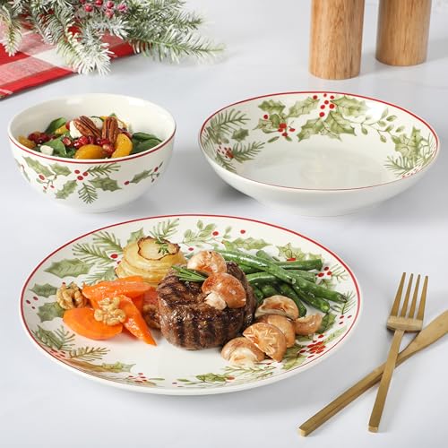 Gibson Home 141331.12R 12 Piece Festive Berries Decorated Porcelain Dinnerware Set thumb #1