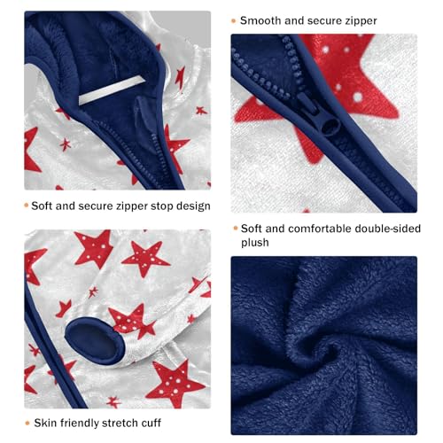 Red Stars Girls Fleece Jacket Girls Fall Jacket Girls Zip Up Hoodie Girls Sherpa Jacket 2-10T3