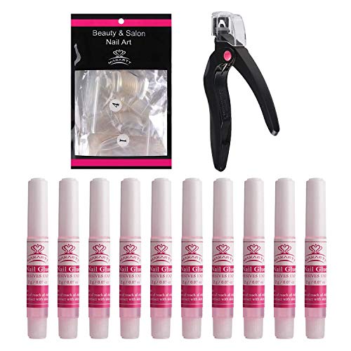 Makartt 500pcs Coffin Nails Tips with 10pcs Nail Glues and Acrylic Nail Clippers,Full Cover Acrylic Nails, Nail Glue and Nails Tips Cutter