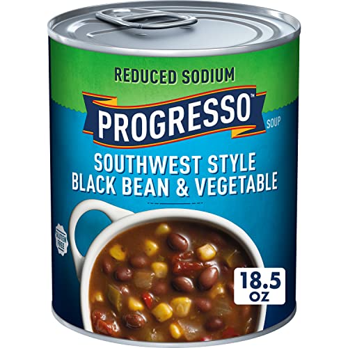 Progresso Reduced Sodium, Southwest Style Black Bean & Vegetable Canned Soup, Gluten Free, 18.5 oz.