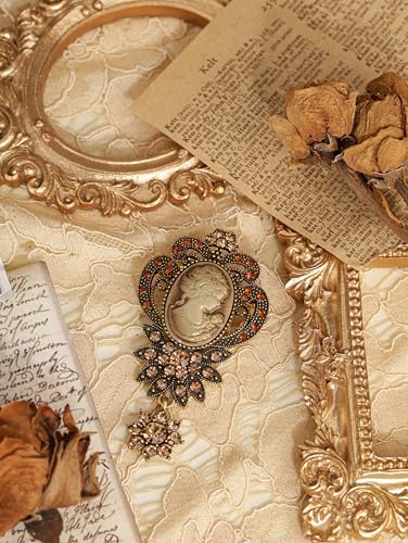 Image of MINACHI Vintage Victorian Design Queen's Cameo Antique Wedding Brooch Pin, Jewelry Gift for Women