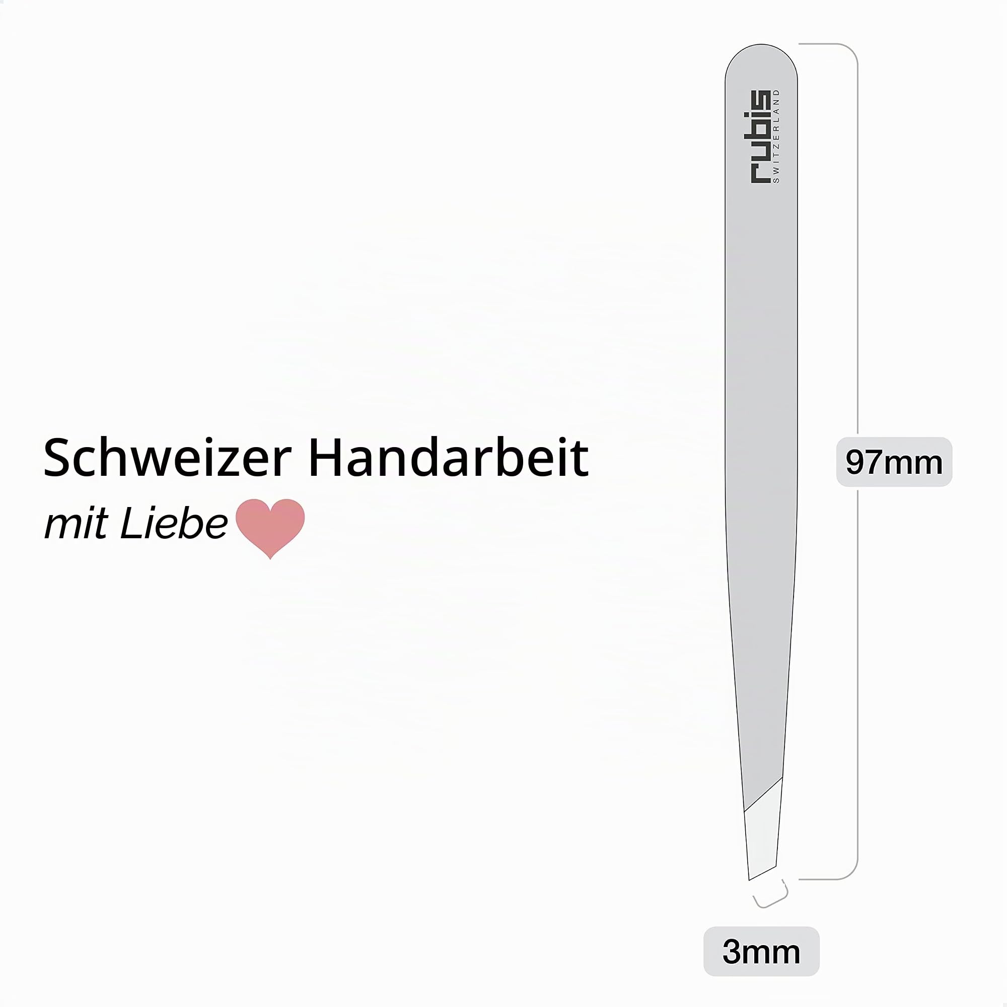 Rubis Pinzette Rosa - schräg, fein und spitz - Pinzette zum Augenbrauen zupfen - schräge Spitze zur Haarentfernung - Profi Pinzette