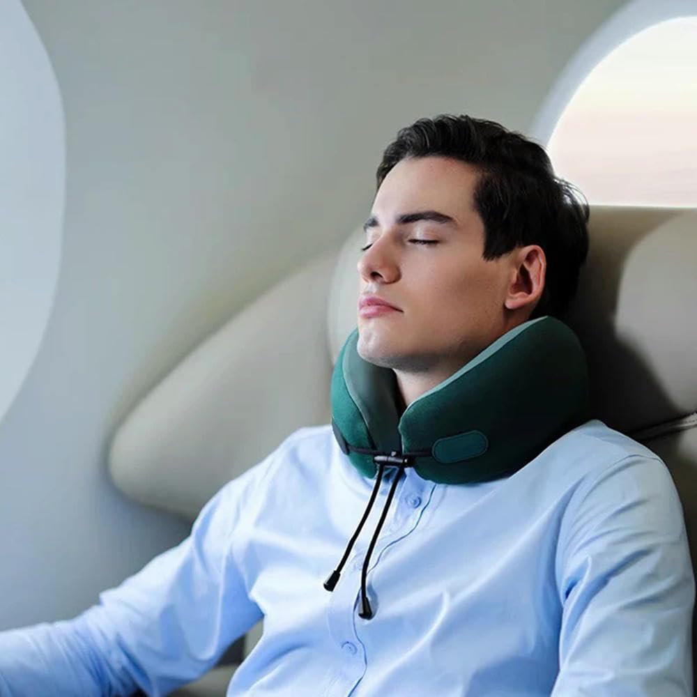 SMFUYT NYSDM Travel Poduszka w kształcie litery U Podpórka podbródka Poduszka pod szyję z pianki Memory Kompaktowa poduszka samolotowa do podróżowania samochodem lotniczym