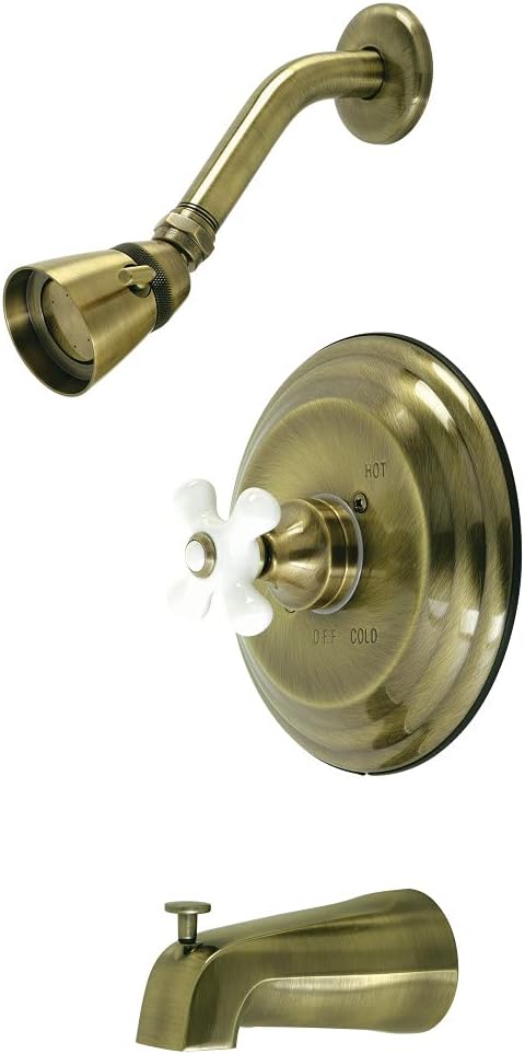 Kingston Brass KB3633PX Restoration Single-Handle Pressure Balanced Tub and Shower Faucet in Antique Brass