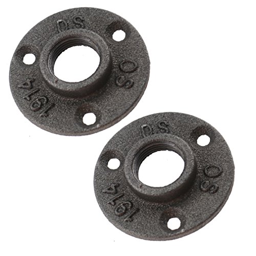 2 piezas de accesorios de tubería de hierro maleable para pared con brida de suelo oxidado industrial 3/4'' BSP