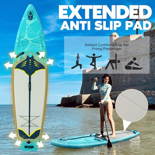 Image of Inflatable Paddle Board, Stand Up Paddle Board, Stable Design with Non-Slip Comfort Deck, Portable Travel Paddle Board for Adults & Beginners, Ocean Inspired Design