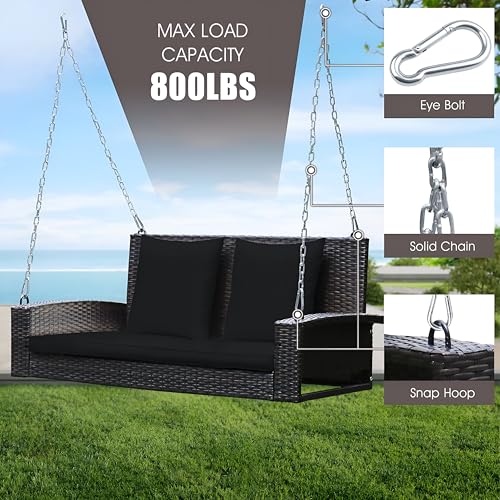 Image of Outdoor Jhula Without Stand for Balcony, Garden | Weather Resistant Rattan & Wicker Hammock Jhula for Adults Double Seater
