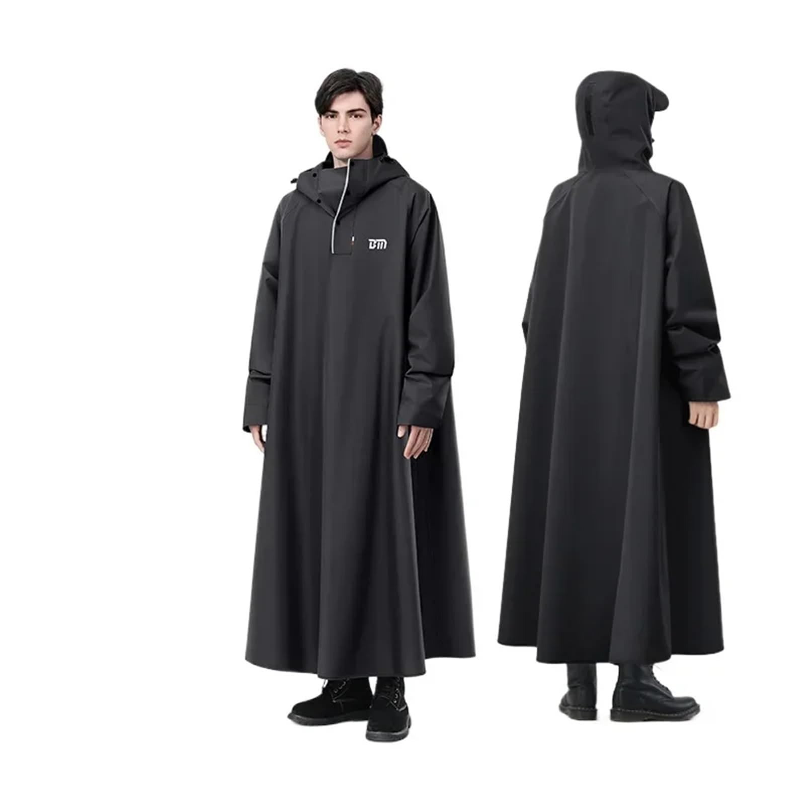 GMGQJST Poncho Waterproof Adult Raincoat Plus-Sized Thicken and Lengthen Adult Motorcycle Poncho Rain Gear(Black,M)