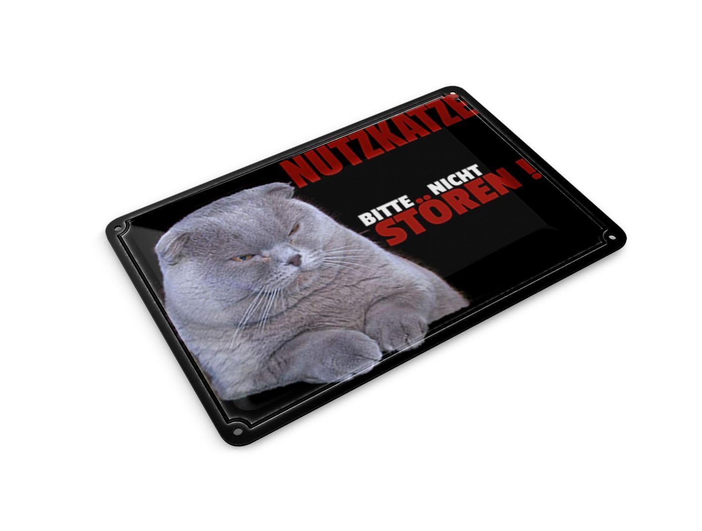 Femer Tin Postcard with German Text 14 x 10 cm Nutzkatze bitte nicht stören schwarz Sign