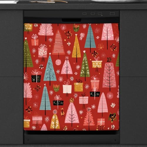 Sapins de Noël autocollant magnétique lave-vaisselle rétro pour cuisine de fête