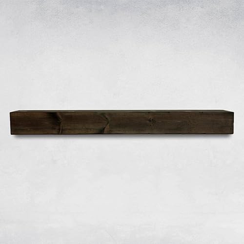 Miniatura 7 de Chimenea de chimenea, rústico, estante, manto flotante, madera real, viga, URBANDI (marrón oscuro, 60 pulgadas de largo x 6 pulgadas de alto x 8