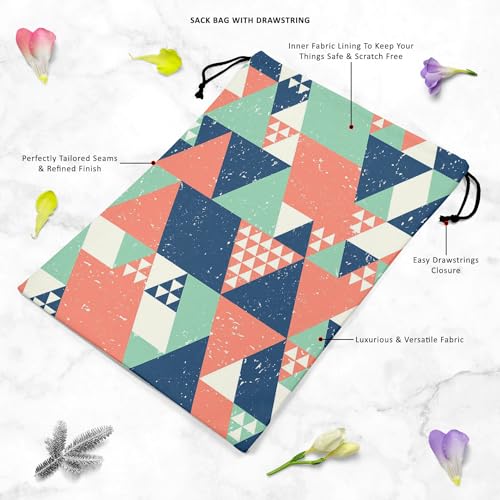 Image of ArtzFolio Colorful Triangles D1 | Reusable Sack Bag | Bag for Gym, Storage, Vegetable & Travel