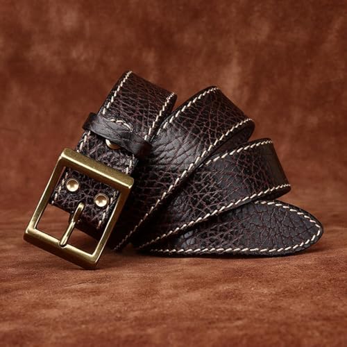 Sress Belts Classic Belt Embossed Stitching Belts 5mm Thicken Gold Square Buckle Belt for Men Soft Casual Belts2