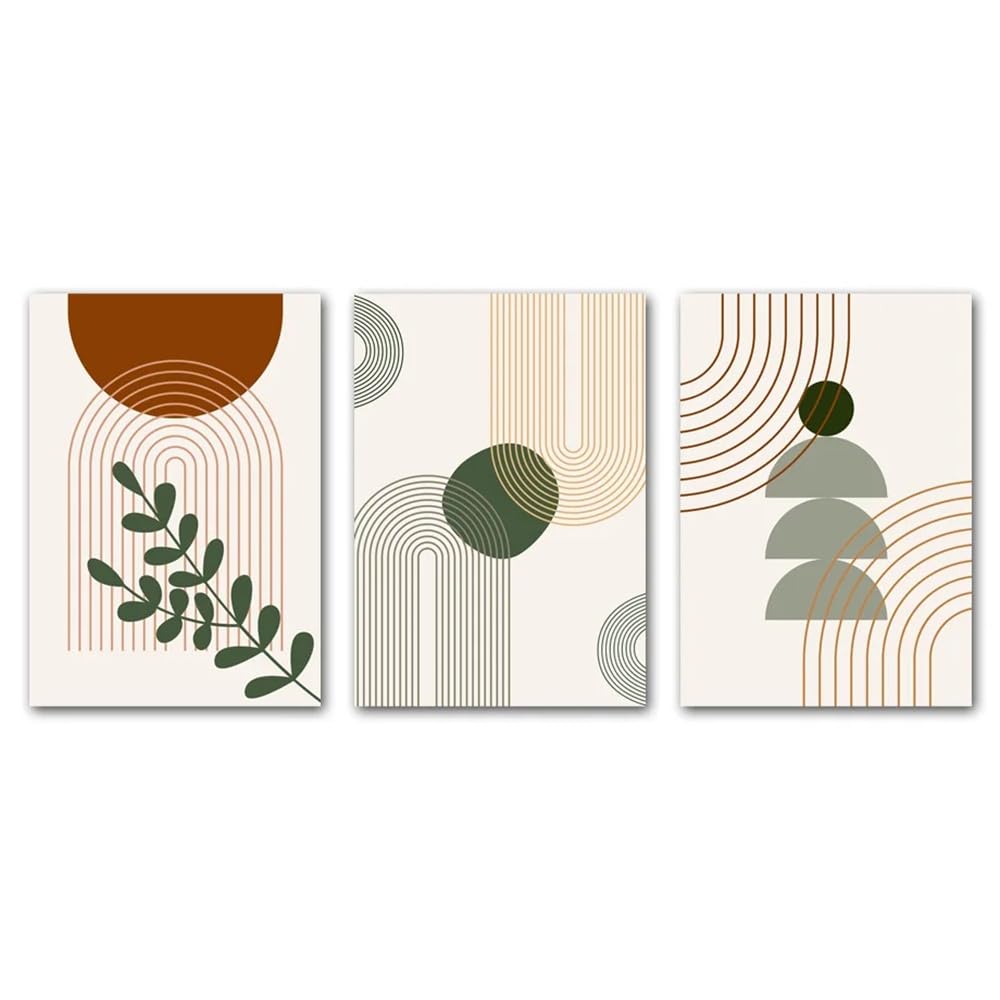WUHBCZ Art Pictures-Colourful Boho Abstract Line Sun Rainbow Leaf Posters And Prints Modern Wall Art Canvas Painting Wall Pictures for Living Office Room Decor-40 * 60cm/3PCS (No Frame)