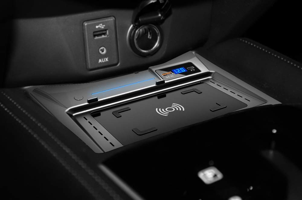 Ładowarka bezprzewodowa QI do samochodu, for NISSAN, for X-TRAIL, Akcesoria Modyfikacja wnętrza 15 W Szybka płytka ładująca Bezprzewodowa ładowarka samochodowa(Three Coil 10W)