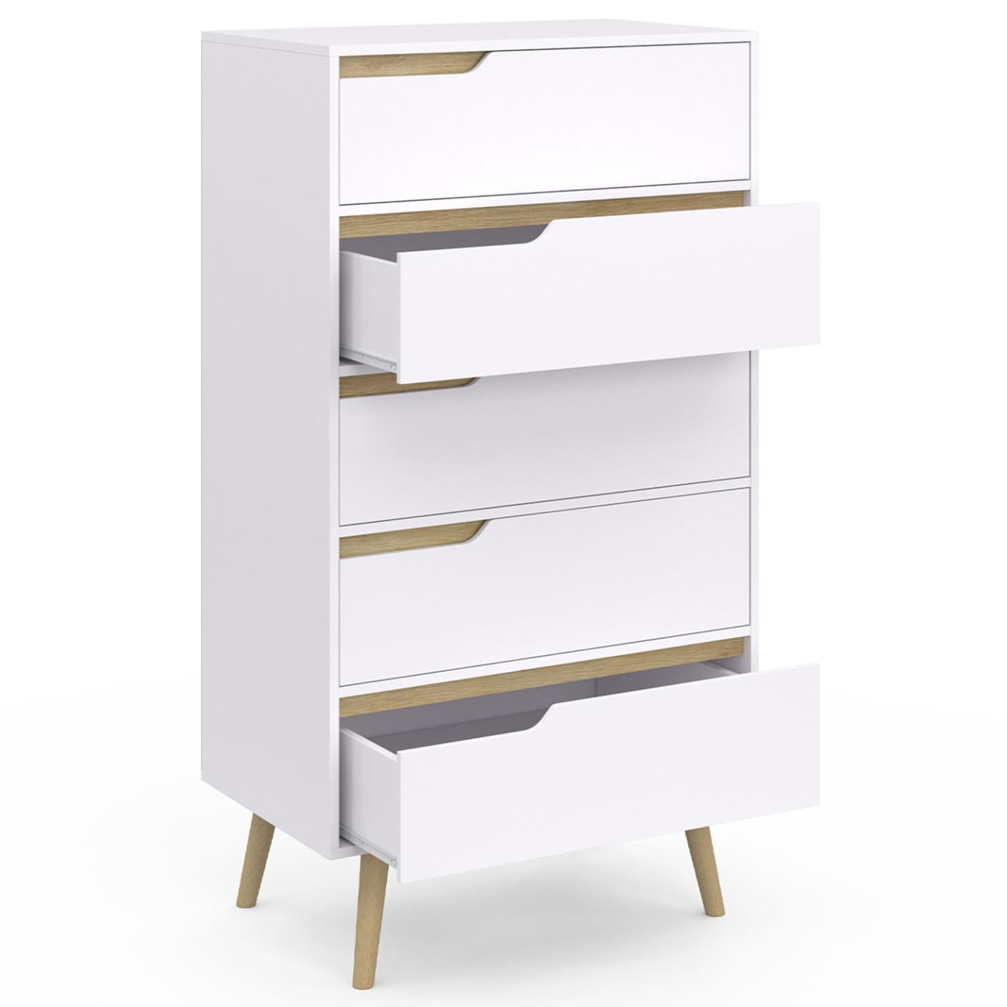 IDMarket - Chiffonnier 5 tiroirs Helsinki 60 cm scandinave Blanc Commode semainier
