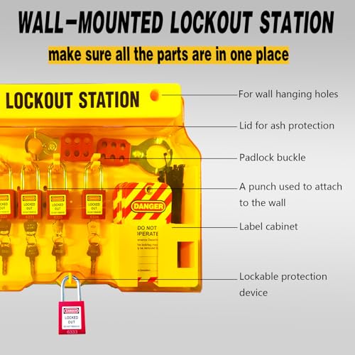 Young Dance DQTJ123653Y Lockout Tagout Station With Loto Devices - 5 Pack Safety Lock Set For Safe Electrical Lockouts,2 Hasps, 25 Loto Tags,Lock Out Tag Out Kit Board,Lockout Safety Supply thumb #6