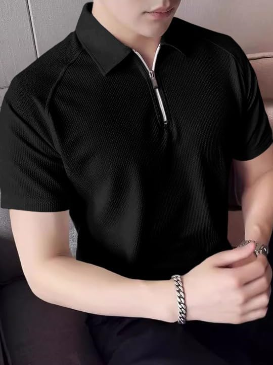 Image of GRECIILOOKS Tshirt for Man | T Shirt for Mans | Mens Tshirts | Polo T- Shirt for Mens | Half Sleeve Polo Neck Tshirt for Men (Available in Plus Sizes)
