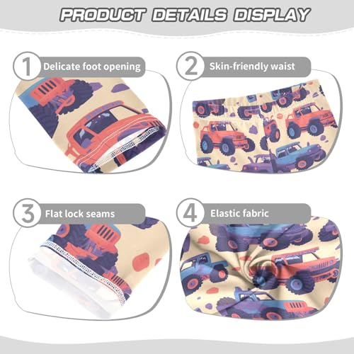 Hand Drawn Truck Car Pattern Cute Kids Girl's Basic Leggings Stretchy Full Length Lounge Pants Exercise3